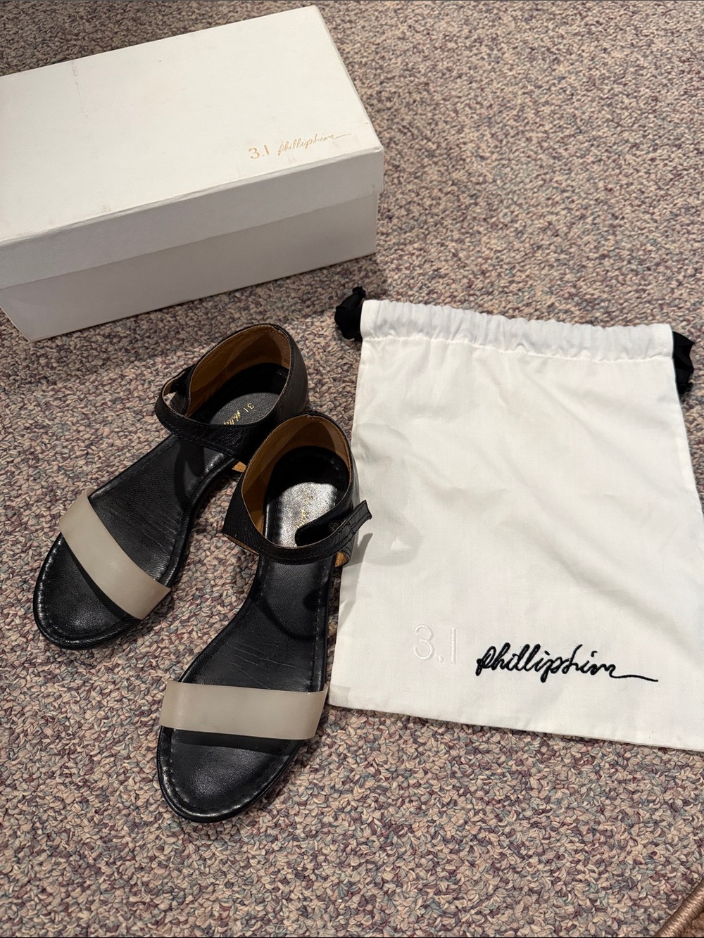3.1 Phillip Lim Black Leather Ankle-Strap Sandals